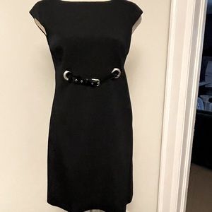 Dolce Gabbana empire mini dress/tunic. Patent leather belt. Silk leopard lining